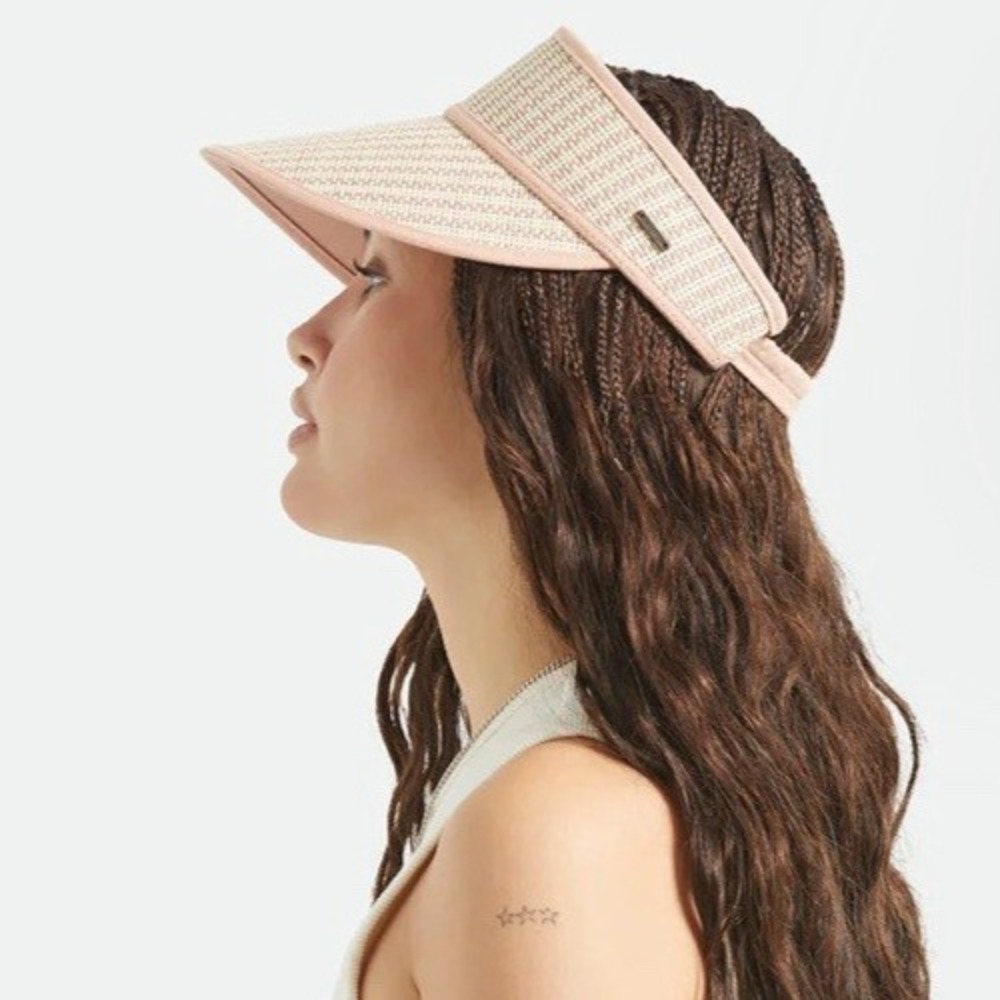 NEW PINK Brixton Newport Straw Visor OS